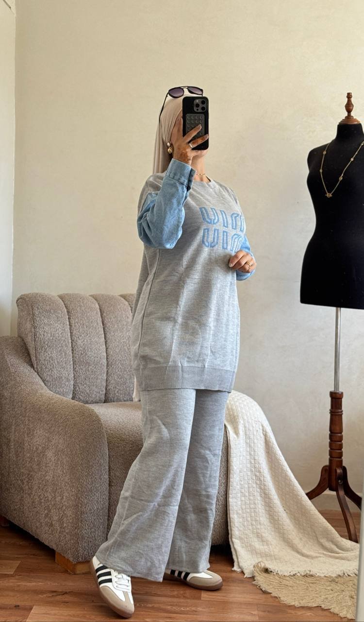 طقم نسائي أنيق من قطعتين بخيط تركي فاخر – جودة ممتازة وألوان زاهية – Image 2